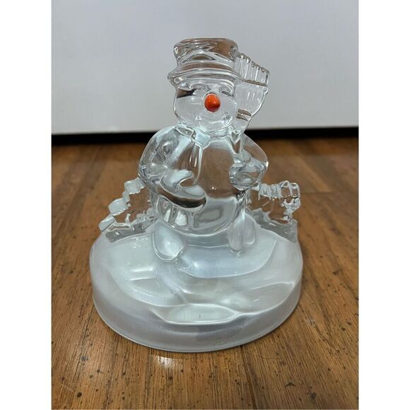 Vintage Cristal d'Arques Snowman Music Box 2000 Plays Frosty The Snowman Made in - Picture 1 of 8